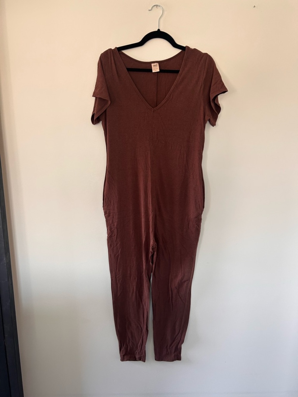 Smash + Tess V-Neck Short Sleeve Jumpsuit in Rust